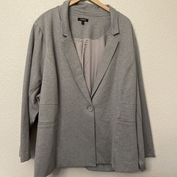 Torrid Womens Tailored Ponte Blazer Size 6/6X Gray Wrinkle Free Plus Size - Picture 1 of 8